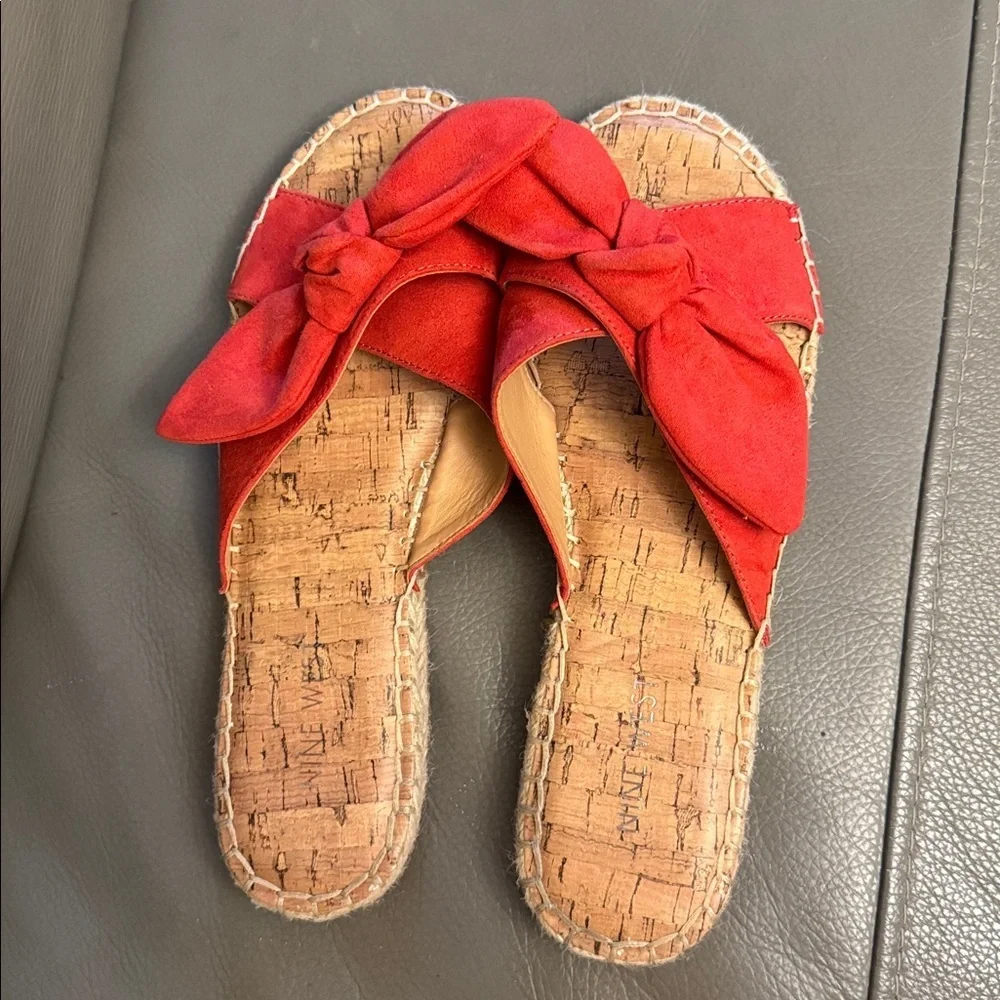 Nine West Bellah Red Espadrille Slide Sandals size 7.5M